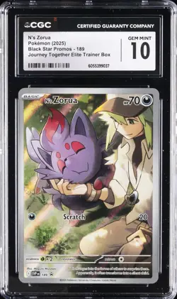 2025 POKEMON JOURNEY TOGETHER ELITE TRAINER BOX #189 N'S ZORUA CGC 10 GEM MINT - Image 1