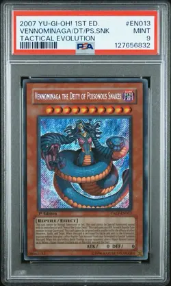 2007 Yu-Gi-Oh! Vennominaga/Deity of Poisonous Snakes TAEV 1st Ed Secret PSA 9 - Image 1