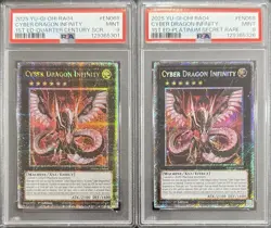 2025 PSA 9 YUGIOH RA04 QCR SECRET RARE & SECRET CHBER DRAGON INFINITY SET - Image 1