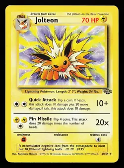 Jolteon 20/64 Rare Jungle Pokemon Card - Image 1