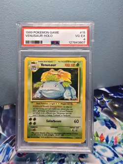Pokemon TCG Venusaur Base Set Holo Unlimited Rare Card 15/102 1999 PSA 4 - Image 1
