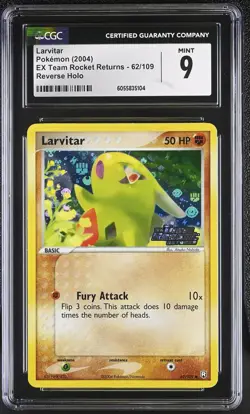 CGC 9 Larvitar EX Team Rocket Returns 62/109 Reverse Holo STAMPED Pokemon Card - Image 1