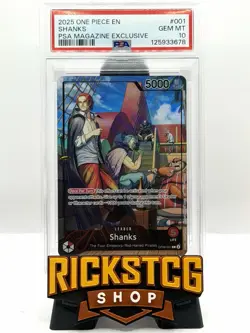 PSA 10 Shanks OP09-001 PSA Promo One Piece Card Game 2025 PSA magazine Promo - Image 1