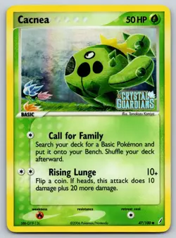 Cacnea 47/100 Crystal Guardians STAMPED MP Pokemon Card TCG - Image 1