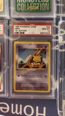 POKEMON PSA 10 GEM MINT Abra 1st Edition Base Set Shadowless 1999 Card 43/102 - Image 1