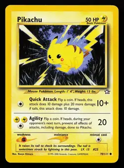Pikachu 70/111 Common Neo Genesis Pokemon Card - Image 1