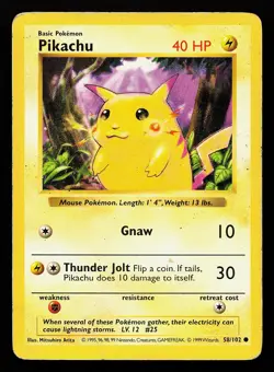 Pikachu Red Cheeks 58/102 Base Set (Shadowless) Pokemon Card - Image 1