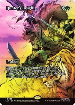 NM Borderless Foil Hunter's Insight, MTG, Marvel's Spider-Man, Magic, 35 - Image 1