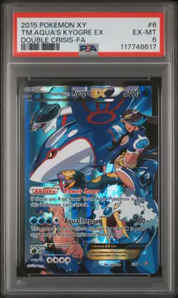 2015 POKEMON XY DOUBLE CRISIS #6 FULL ART/TEAM AQUA'S KYOGRE EX PSA 6 - Image 1