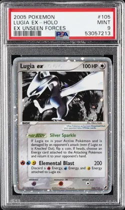 2005 POKEMON EX UNSEEN FORCES #105 LUGIA EX-HOLO PSA 9 - Image 1