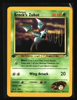 Pokemon BROCKS ZUBAT 34/132 1st Edition (2000 Gym Heroes) LP/Light Play - Image 1
