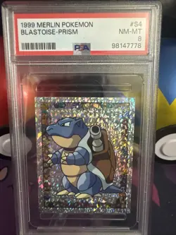 1999 MERLIN POKEMON #S4 BLASTOISE-PRISM PSA 8 - Image 1