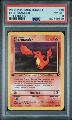 2000 POKEMON ROCKET 1ST EDITION #50 CHARMANDER PSA 8 - Image 1