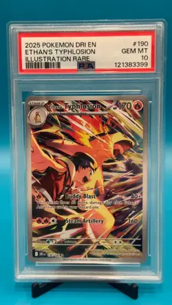 2025 POKEMON DRI EN-DESTINED RIVALS ILLUSTRATION RARE ETHAN'S TYPHLOSION PSA 10 - Image 1