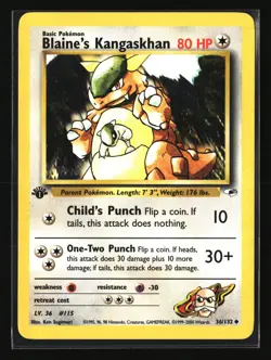 Pokemon BLAINES KANGASKHAN 36/132 1st Edition (2000 Gym Heroes) LP/Light Play - Image 1