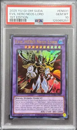 2025 PSA 10 YUGIOH SUDA ULTRA RARE EVIL HERO NEOS LORD 💎 - Image 1