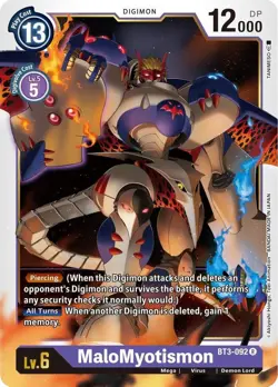 MaloMyotismon Bt3-092 M/NM Digimon Card Game Special release 1.5 - Image 1