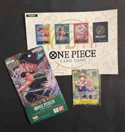 One Piece Monkey D Luffy OP10-111 Promo Card Mint Sealed w/ Stickers + BOOSTER ! - Image 1