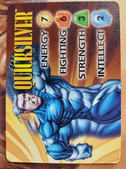 OverPower Marvel IQ Fleer 1996 Quicksilver Hero Character Card Rare NM - Image 1