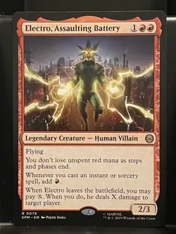 Electro, Assaulting Battery #76 NM/M MTG Spiderman Magic Card Red Rare - Image 1