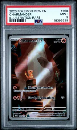 2023 POKEMON MEW EN-151 ILLUSTRATION RARE #168 CHARMANDER PSA 9 - Image 1