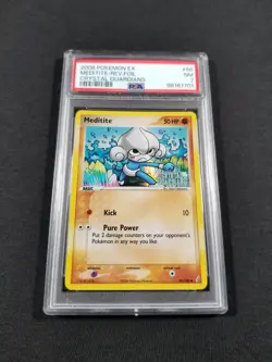 Pokemon Card Reverse Holo Meditite 56/100 PSA 7 NM ex Crystal Guardians - Image 1
