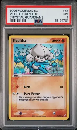 Pokemon Card Reverse Holo Meditite 56/100 PSA 7 NM ex Crystal Guardians - Image 3