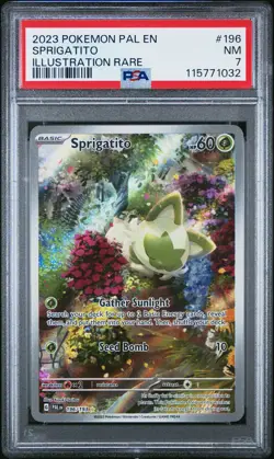 2023 POKEMON PAL EN-PALDEA EVOLVED ILLUSTRATION RARE #196 SPRIGATITO PSA 7 - Image 1