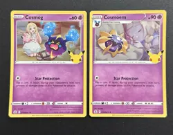 2021 POKEMON CELEBRATIONS CONFETTI HOLO RARE COSMOG & COSMOEM NM SET - Image 1