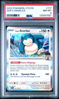 2025 Pokemon Journey Together Hop's Snorlax 117/159 PSA 8 NM-MT - Image 1