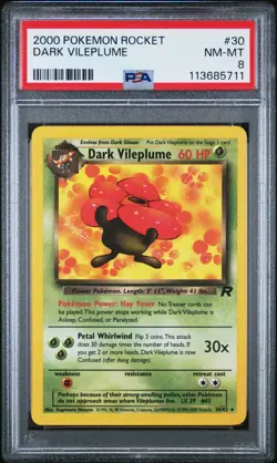2000 Pokemon Dark Vileplume 30 Team Rocket Non-Holo Rare PSA 8 - Image 1