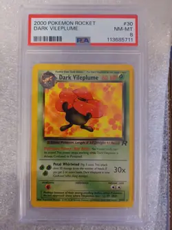 2000 Pokemon Dark Vileplume 30 Team Rocket Non-Holo Rare PSA 8 - Image 3