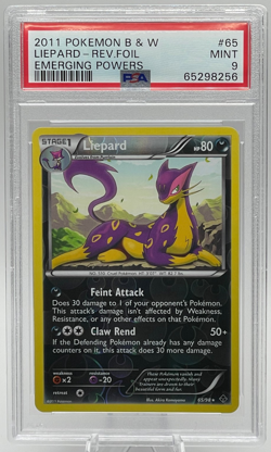 2011 POKEMON BLACK & WHITE EMERGING POWERS #65 LIEPARD-REV.FOIL PSA 9 MINT - Image 1