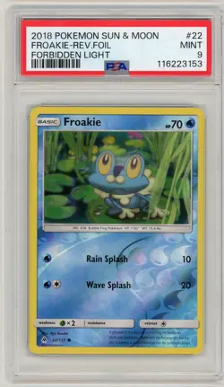 2018 Pokemon Sun & Moon Forbidden Light Froakie Reverse Holo #22 PSA 9 Mint - Image 1