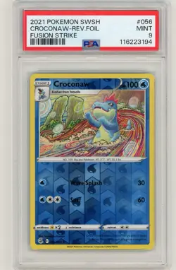 2021 Pokemon Sword & Shield Fusion Strike Croconaw Reverse Holo #056 PSA 9 Mint - Image 1