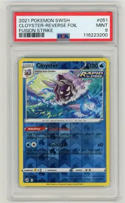 2021 Pokemon SWSH Fusion Strike Cloyster Reverse Holo #051 PSA 9 Mint - Image 1