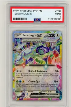 2025 Pokemon Prismatic Evolutions Terapagos ex Ultra Rare #092 PSA 9 Mint - Image 1