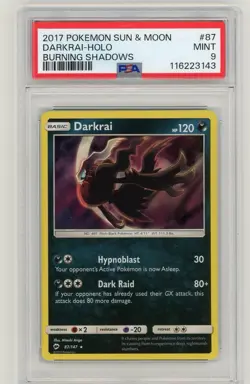 2017 Pokemon Sun & Moon Burning Shadows Darkrai Holo #87 PSA 9 Mint - Image 1