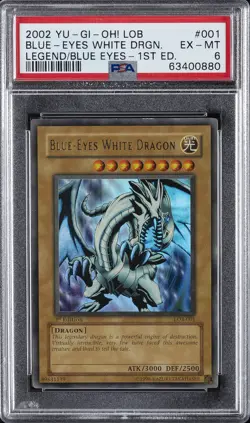 2002 YU-GI-OH! LOB-LEGEND OF BLUE EYES WHITE DRAGON BLUE-EYES WHITE DRAGON PSA 6 - Image 1