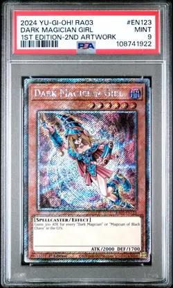 2024 Yu-gi-oh! Dark Magician Girl 2nd Art RA03-EN123 Platinum PSA 9 Mint - Image 1