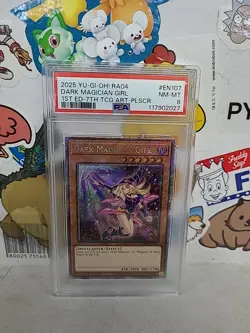 Yu-gi-oh! Stampede Dark Magician Girl RA04-EN107 Platinum 7th Art PSA 8 NM - Image 1