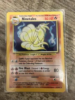 Pokemon TCG Ninetales Base Set Holo Unlimited Rare Card 12/102 Good Condition - Image 1