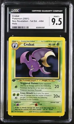 CGC 9.5 MINT+ Crobat Neo Revelation 1st Edition 4/64 Holo Pokemon Card - Image 1