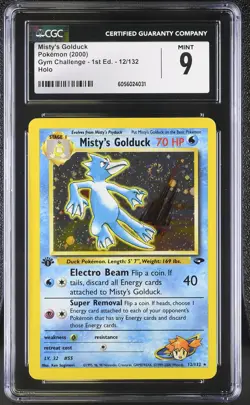 CGC 9 Misty's Golduck Gym Challenge 1st Edition 12/132 Holo SWIRL Pokemon Card - Image 1
