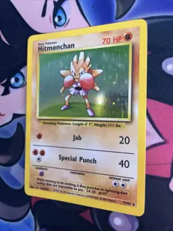 Hitmonchan Holo Rare Base Set Unlimited 7/102 Pokemon Card Vintage 1999 NM/LP - Image 3