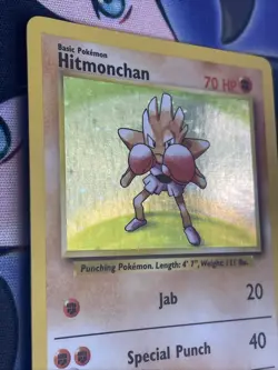 Hitmonchan Holo Rare Base Set Unlimited 7/102 Pokemon Card Vintage 1999 NM/LP - Image 4