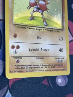 Hitmonchan Holo Rare Base Set Unlimited 7/102 Pokemon Card Vintage 1999 NM/LP - Image 5