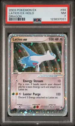 2003 POKEMON EX DRAGON #94 LATIOS EX-HOLO PSA 7 - Image 1