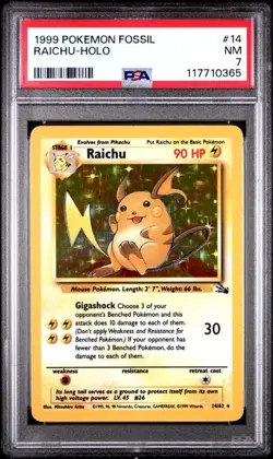 PSA 7 - 2000 Pokemon Fossil RAICHU HOLO #14 (0365) - Image 1