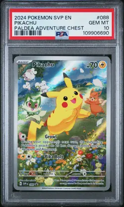 2024 POKEMON SVP EN-SV BLACK STAR PROMO PALDEA ADVENTURE CHEST PIKACHU PSA 10 - Image 1